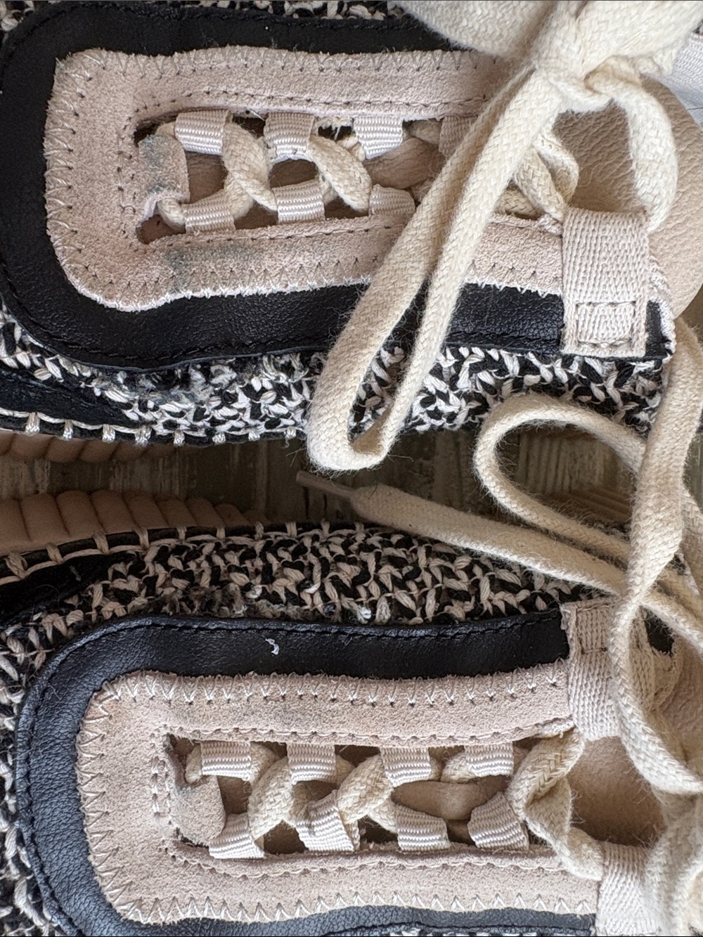 Dolce Vita Black and Cream Woven Platform Sneakers - Picture 4 of 8